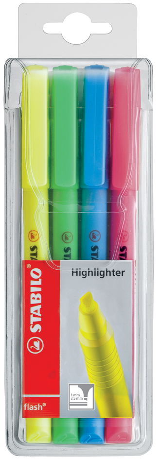 St_05666_555_4_Assort STABILO Textmarker flash, 4er PP-Etui