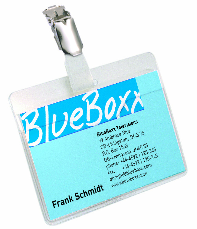 8612-19 DURABLE Namensschild, oben geschlossen, mit Clip,transparent