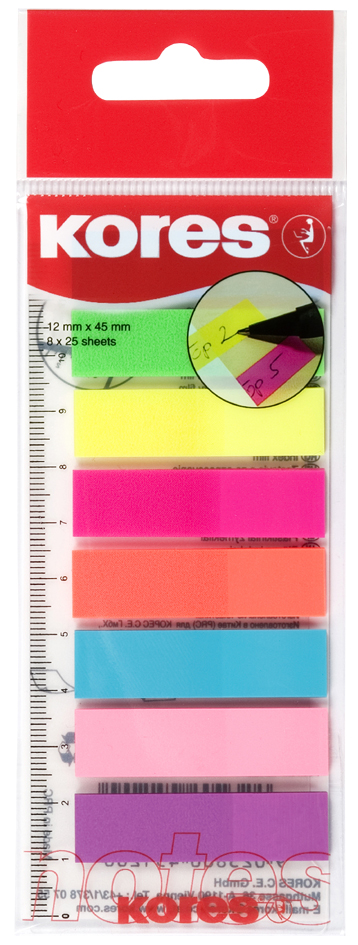 N45120 Kores Pagemarker - Folie, 12 x 45 mm, Neonfarben