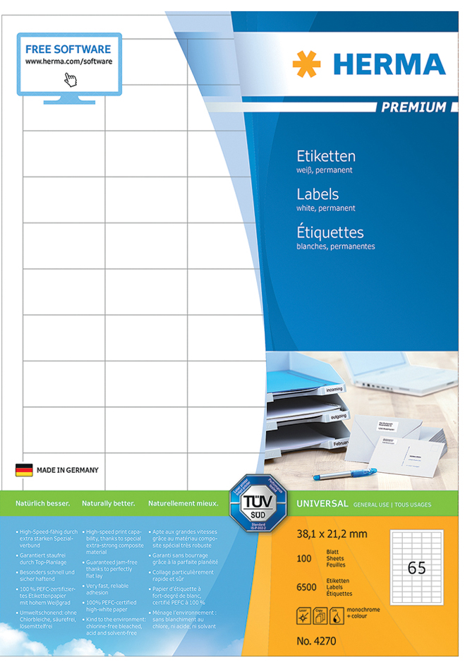 427058934d52565d4 HERMA Universal-Etiketten PREMIUM, 99,1 x 139 mm, weiß
