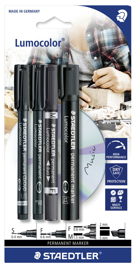 60BK00000 STAEDTLER Lumocolor Permanent-Marker-Set, 4-teilig, schwarz