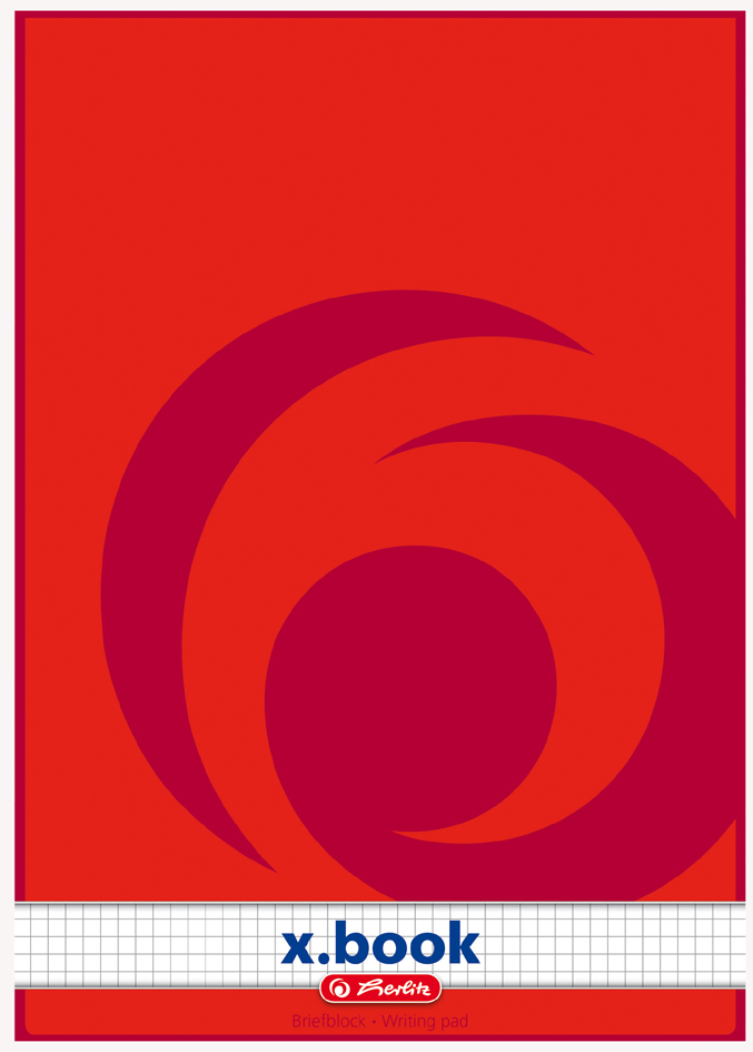 00717439005158932a18369ff herlitz Briefblock x.book, A4, ungelocht, 50 Blatt, kariert