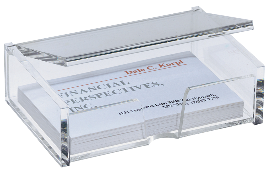 KVA11258936d2311a4e sigel Visitenkarten-Box, Acryl, glasklar, mit Deckel