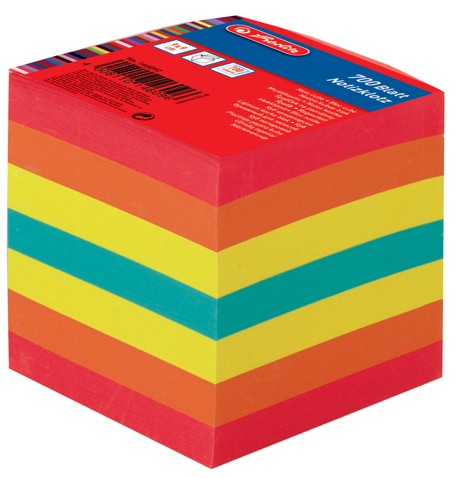 001460920001589b2c7a27e09 herlitz Zettelklotz, 90 x 90 mm, farbig, 80 g/qm