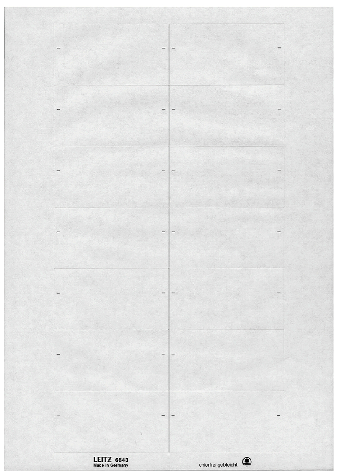 66430000 LEITZ Blanko-Beschriftungsschildchen, PC-beschriftbar, weiß