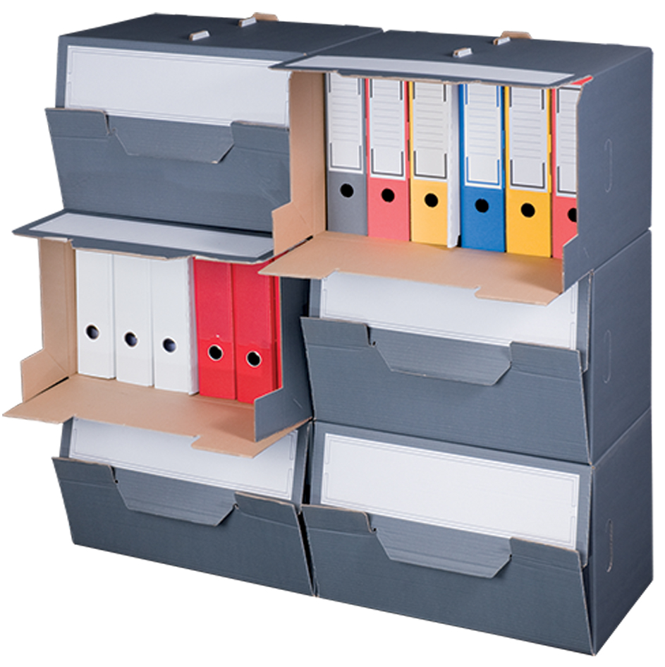 227160410 smartboxpro Archiv-Container, grau, mit Frontdeckel