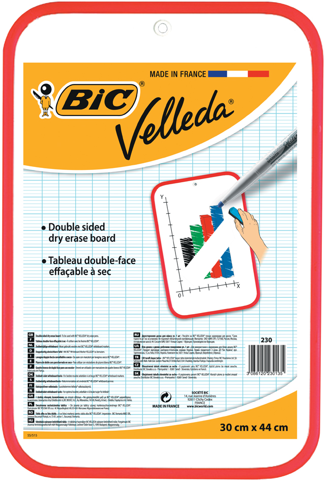 BIC Weißwandtafel Velleda, 2 Seiten, Maße: 300 x 440 mm