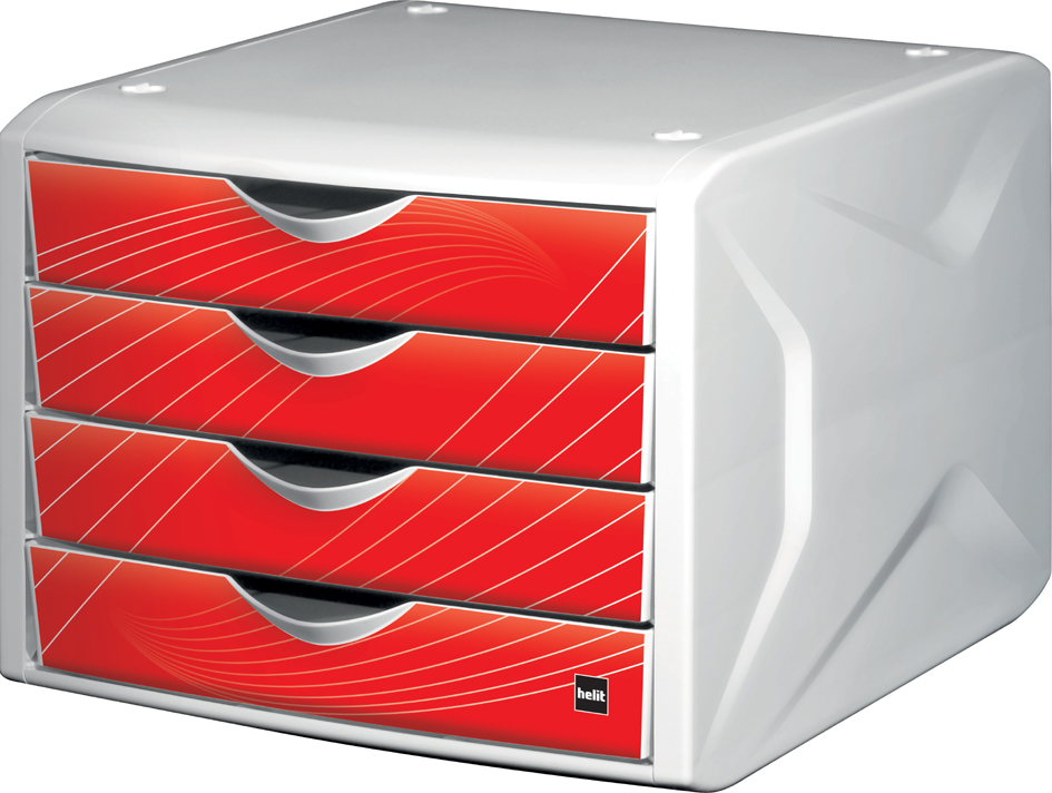 helit Schubladenbox Chameleon, 4 Schübe, Dekor dark hexagon