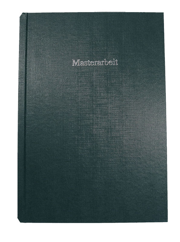 Hardcover, Standardprägung MASTERARBEIT, grün
