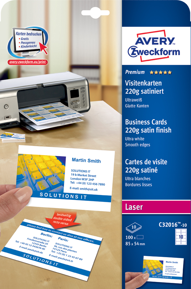 C32016-1058935ae781def AVERY Zweckform Quick & Clean Visitenkarten, satiniert
