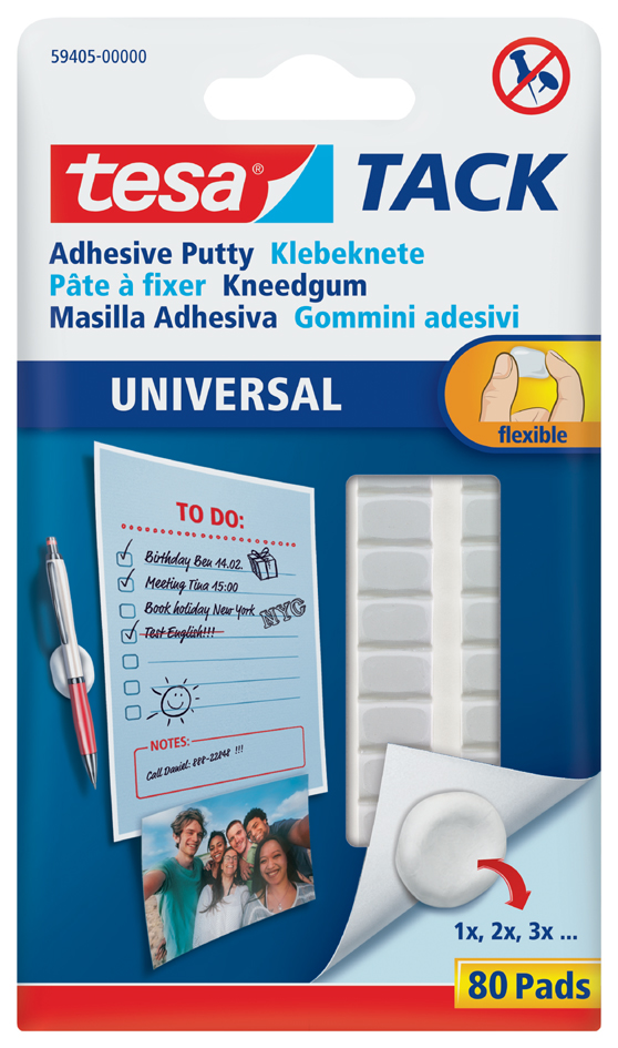 tesa_tack_59405_front_pa tesa TACK Klebeknete UNIVERSAL, wieder ablösbar, weiß