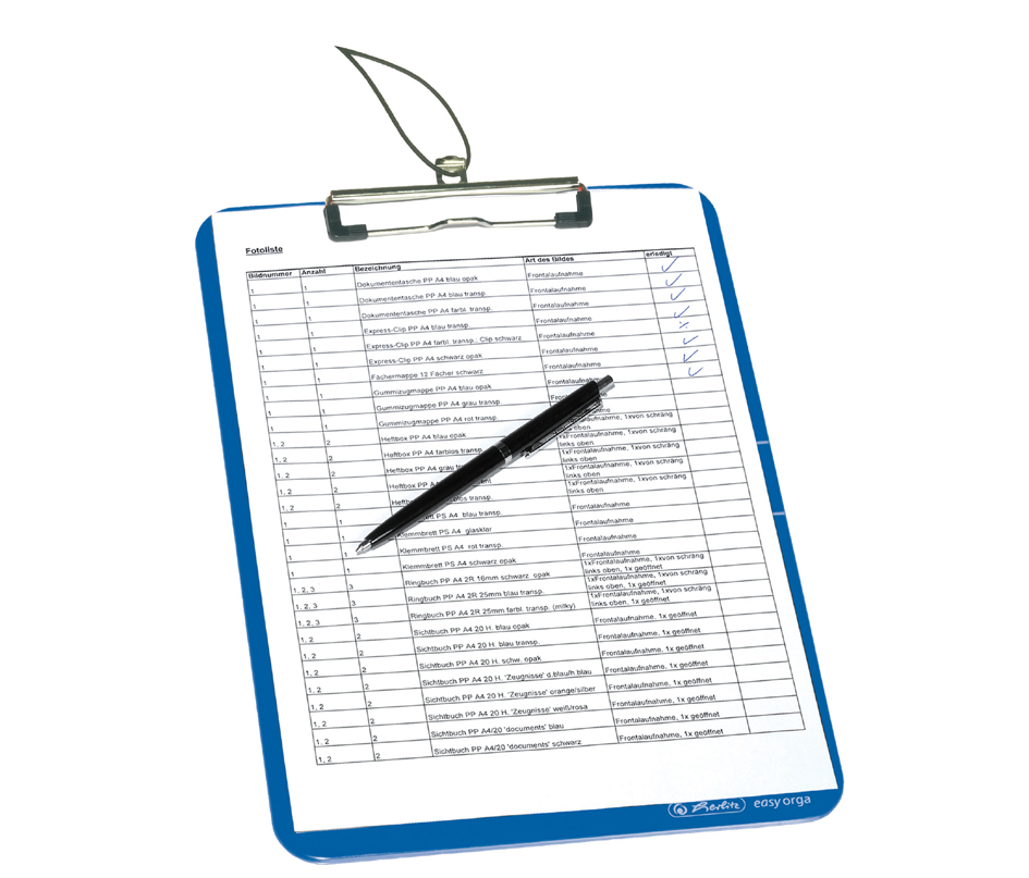 11226396000258931e2a9617e herlitz Klemmbrett easy orga to go, DIN A4, blau transparent