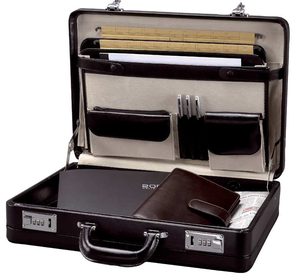 41033-off Alassio Attaché-Koffer ´TAORMINA´, Leder, schwarz