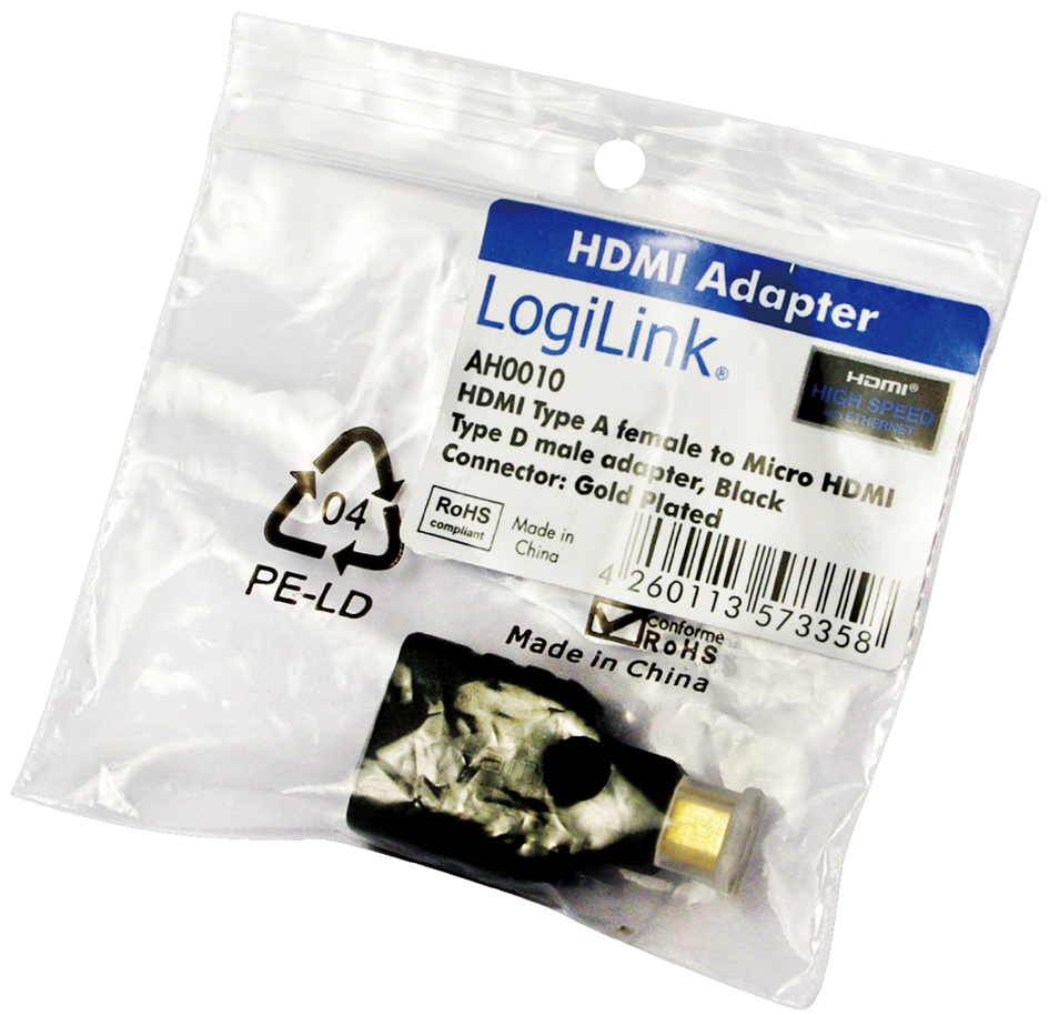 AH0010-p58931dbbd8ac7 LogiLink Adapter, HDMI Kupplung - Micro HDMI Stecker, 19 Pol