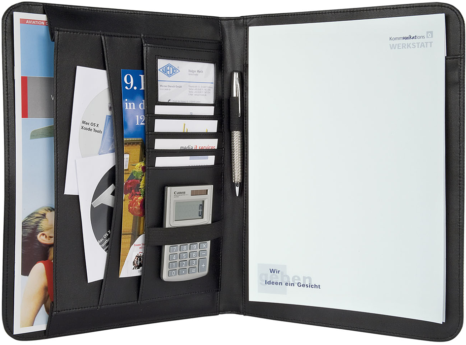 585401-offen WEDO Schreibmappe Elegance, A4, Kunstleder/Nylon, schwarz