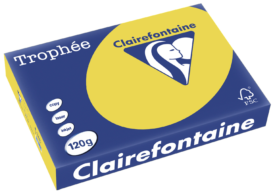 404371abb0af8e08ec3fac060c0b7f8e Clairefontaine Trophée Papier 1292C, A4, 120 g/m² - kanariengelb - kanariengelb