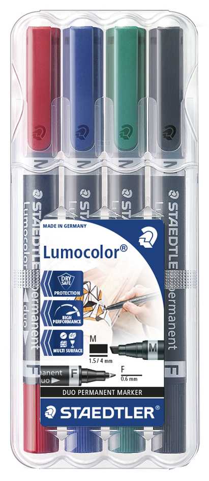 348-B-WP4 STAEDTLER Lumocolor Permanent-Marker duo, 4er Etui