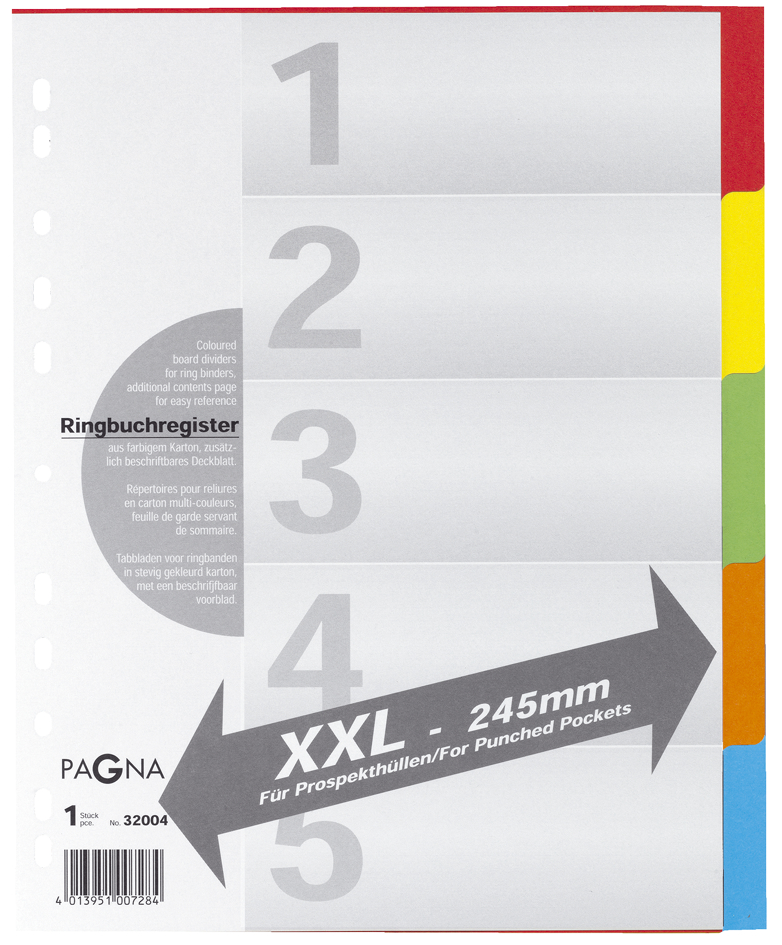 32004 PAGNA Karton-Register, DIN A4, 6-teilig, überbreit