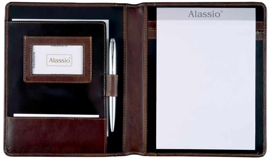 30057_of Alassio Schreibmappe ´MONACO´, A5, Leder, dunkelbraun-antik