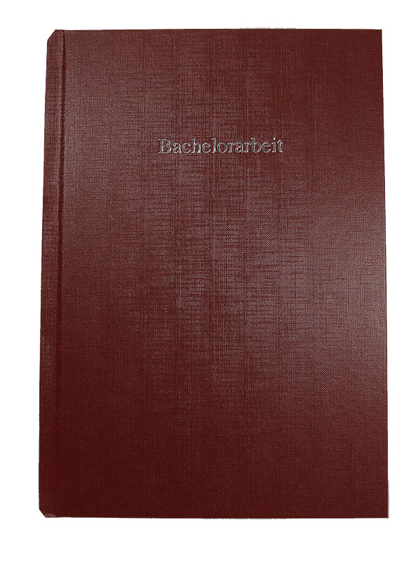Bucheinband Hardcover ST, Prägung BACHELORARBEIT, bordeaux