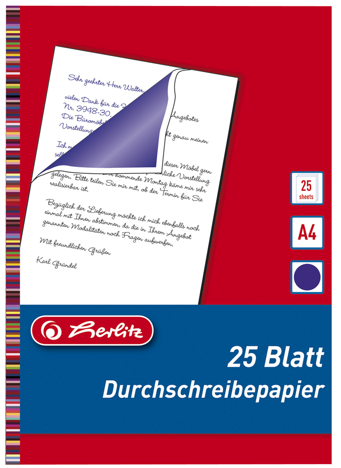103037170001589b2e004d10e herlitz Durchschreibpapier, DIN A4, Inhalt: 25 Blatt