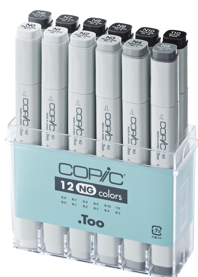 20075152 COPIC Profi Marker, 12er Grau Set ´NG´, neutrale Grautöne