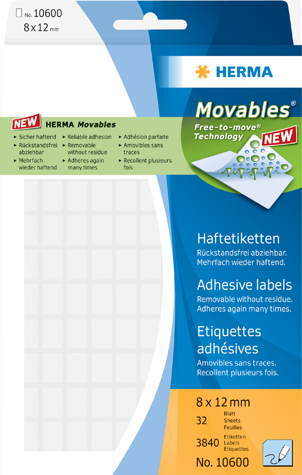 HERMA Etiketten ´Movables´ 25 x 40 mm, zur Handbeschriftung