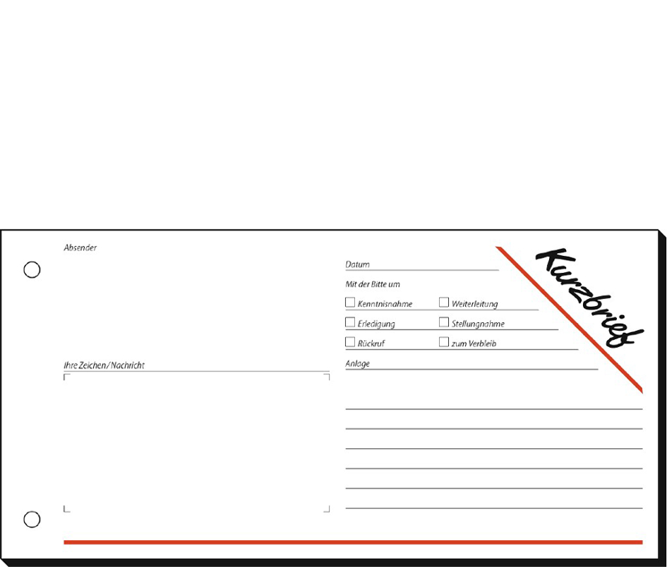 KF21358936bbfed7b3 sigel Formularbuch ´Kurzmitteilung/Kurzbrief´, 1/3 A4 quer