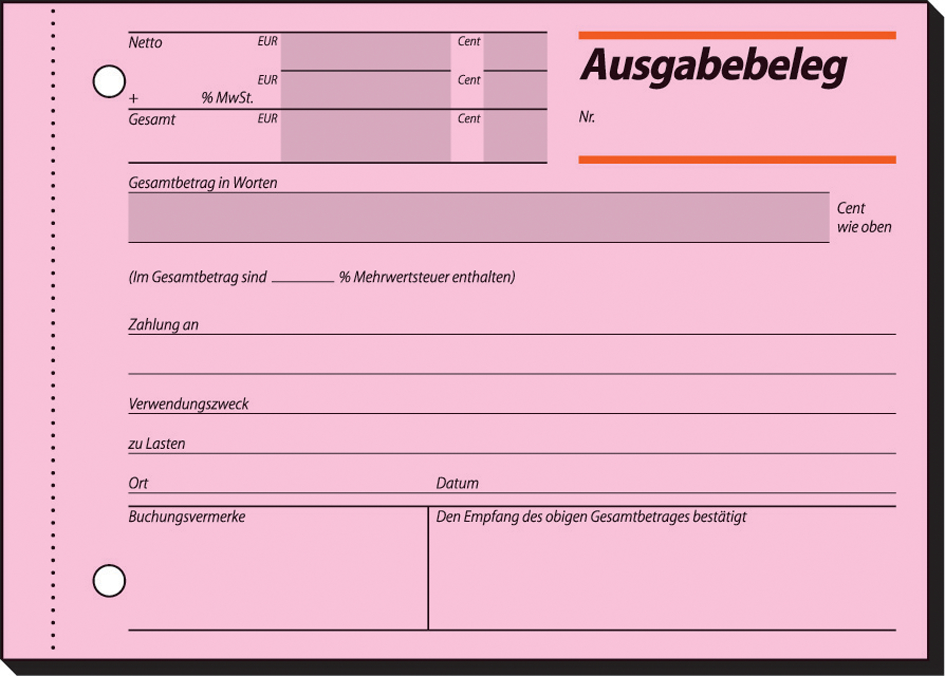 KAG615 sigel Formularbuch ´Ausgabebeleg´, A6 quer, 50 Blatt