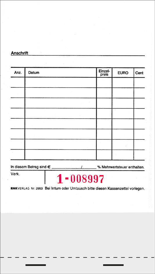 2953 RNK Verlag Kassenblock, für Registrierkassen, 96 x 175 mm