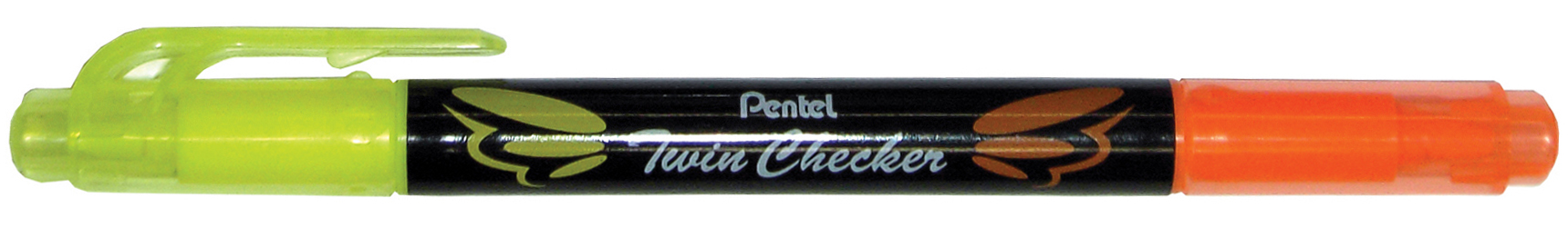SLW8-GF Pentel Textmarker ´TWIN CHECKER´, 2 Spitzen, gelb/orange