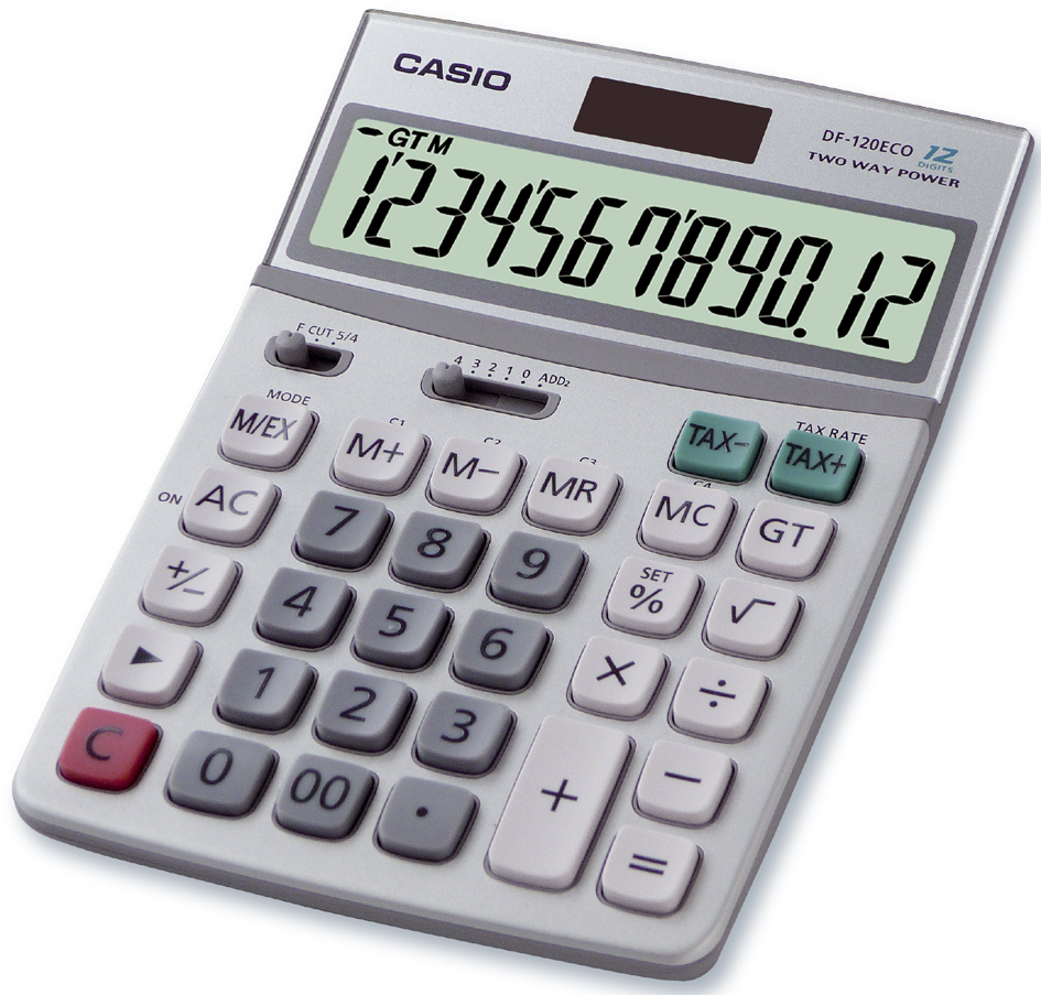 DF-120ECO CASIO Tischrechner DF-120 ECO, Solar-/ Batteriebetrieb