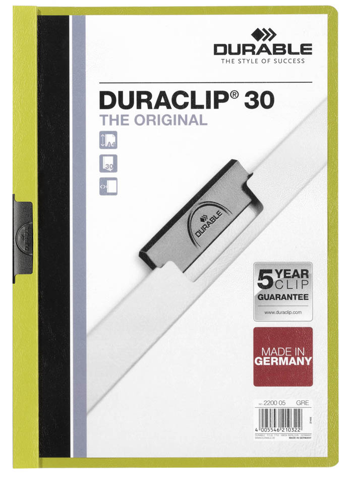 2200-05-durable589374b85d00d DURABLE Klemmhefter DURACLIP ORIGINAL 30, DIN A4, grün