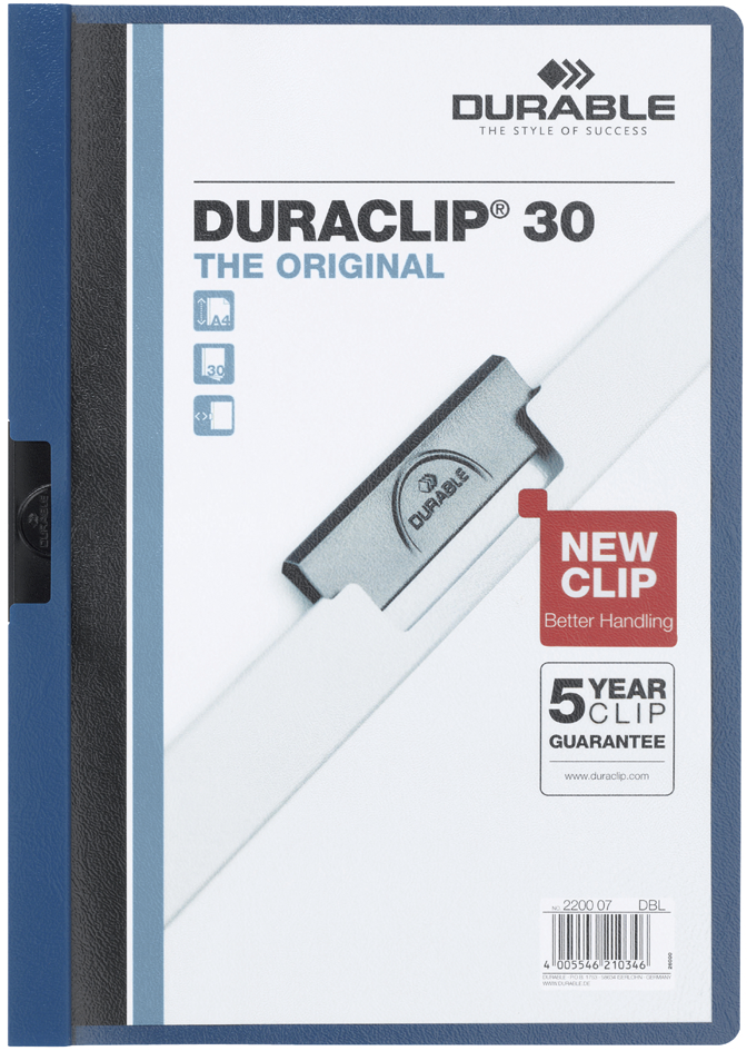 2200_07_GEN_A_08589374c3ee7f8 DURABLE Klemmhefter DURACLIP ORIGINAL 30, DIN A4, hellblau