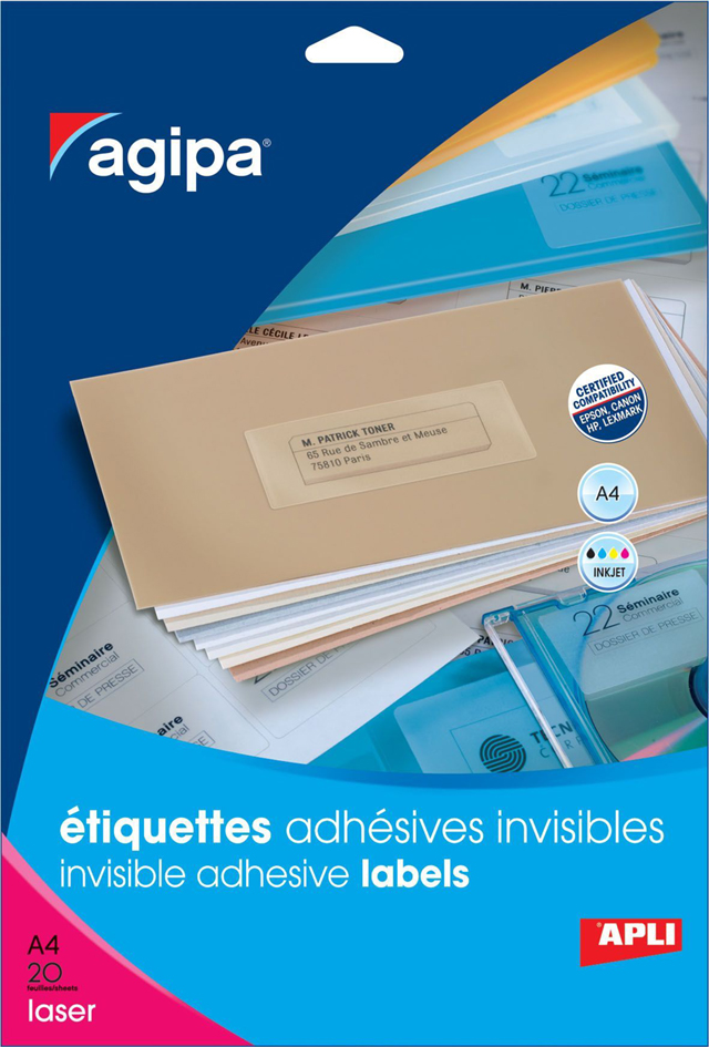 agipa Wetterfeste Etiketten, 99,1 x 67,7 mm, transparent