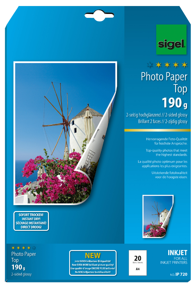 IP720_1 sigel InkJet-Top-Foto-Papier, DIN A4, 2-seitig hochglänzend