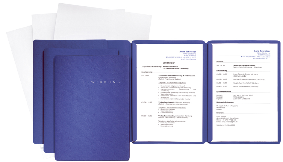 22028-02589345fee2eb5 PAGNA Bewerbungs-Set ´Special´, DIN A4, blau, 3-teilig