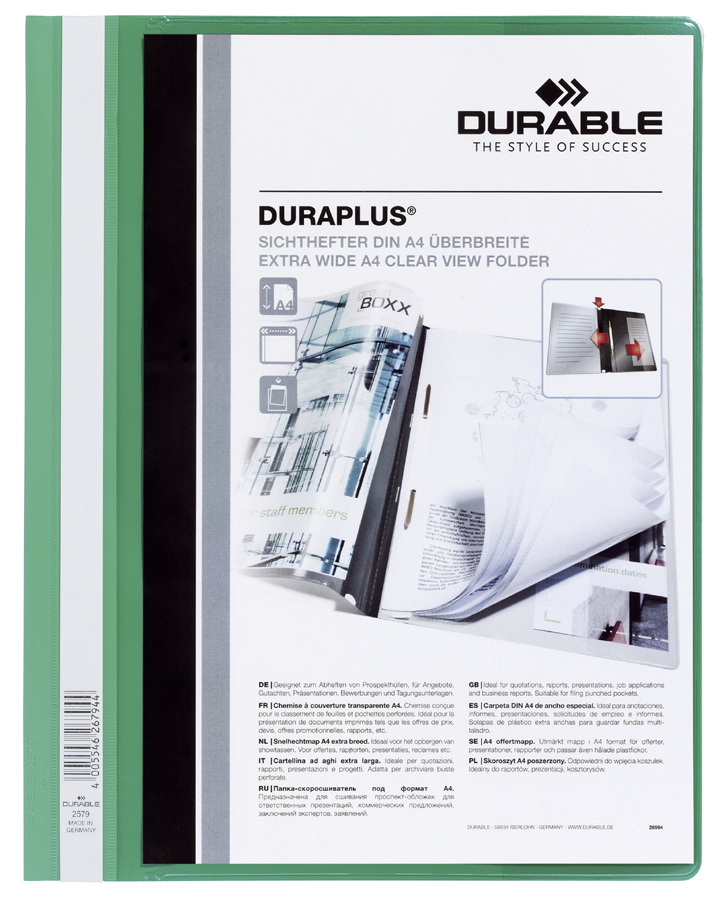 2579_05_GEN_A5893769ae49b8 DURABLE Schnellhefter DURAPLUS, DIN A4, grün, überbreit