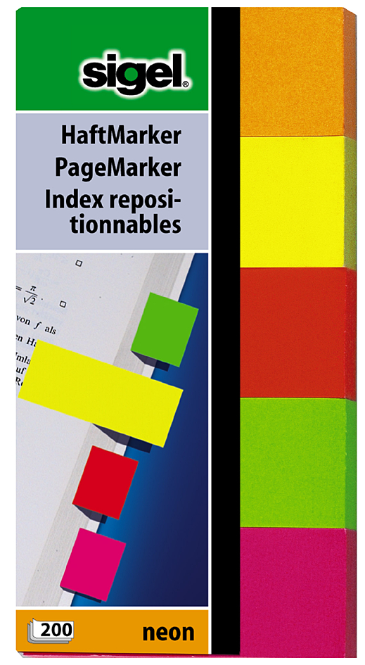 KHN65058936c17f0130 sigel Haftmarker Neon, 50 x 20 mm, 200 Blatt