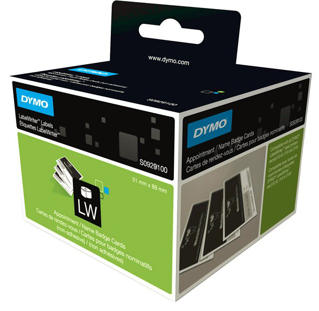 S0929100589368f6626d5 DYMO Terminvereinbarungskarten / Namensschilder, 89 x 51 mm