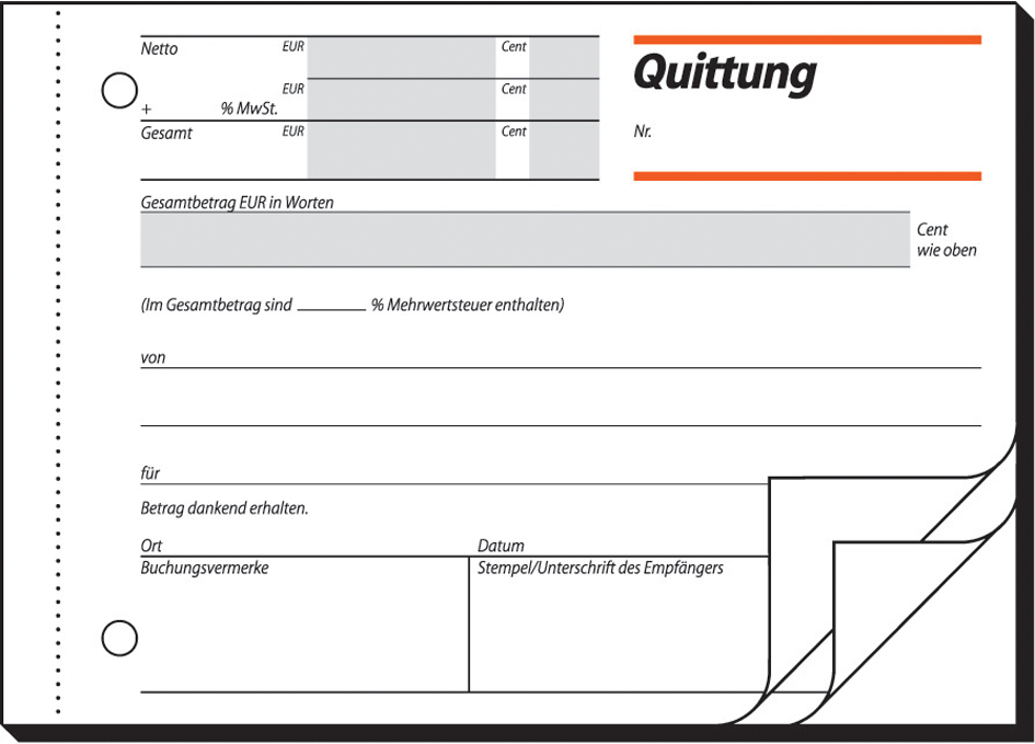 KQU63558936bd10d52d sigel Formularbuch ´Quittung´, mit MwSt.-Nachweis, A6 quer