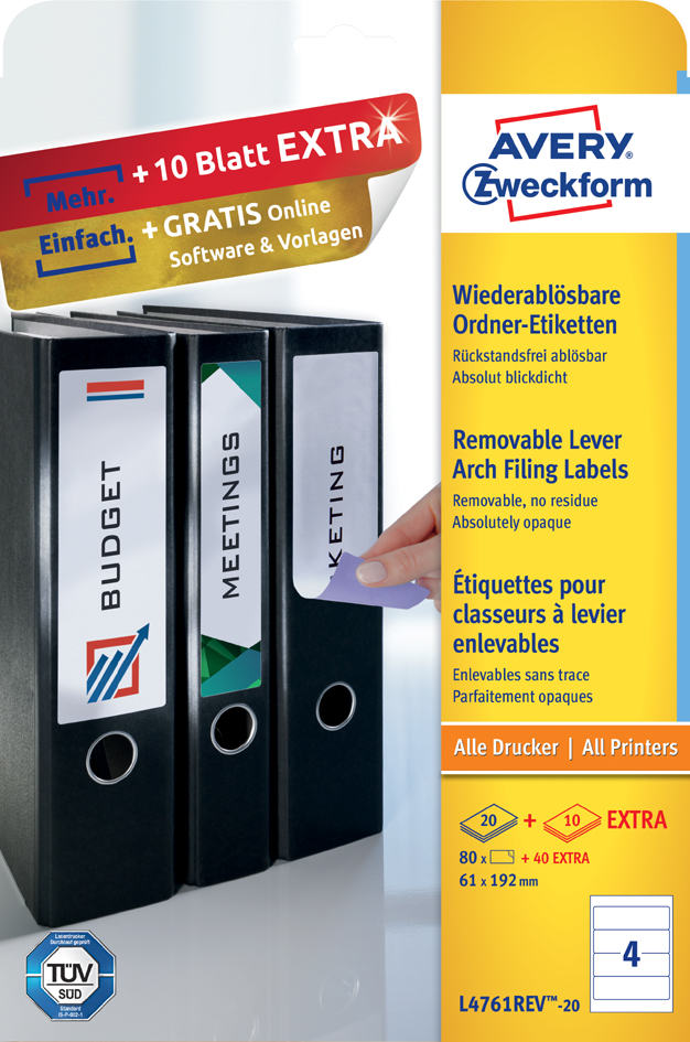 L4761REV-20_pac59376fa57221a AVERY Zweckform Ordnerrücken-Etiketten, 38x192 mm, ablösbar