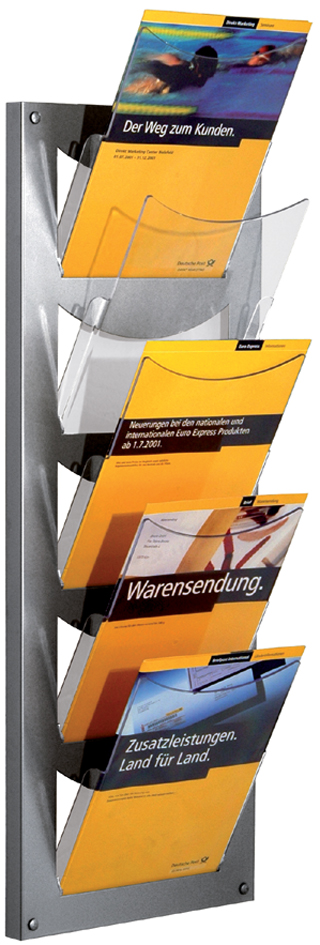 6398 kerkmann Wand-Prospekthalter NovaX, DIN A4 hoch, 5 Fächer