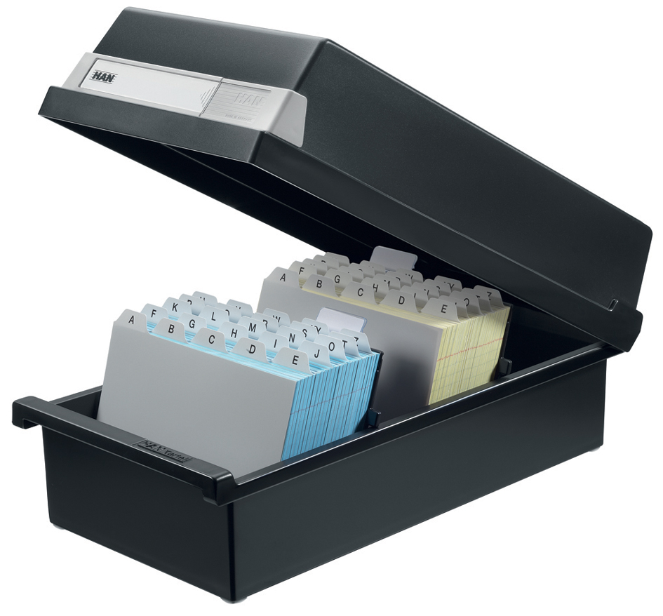 956_13589b2b0d74b57 HAN Karteikasten, A6 quer, für 1.300 Karten, schwarz