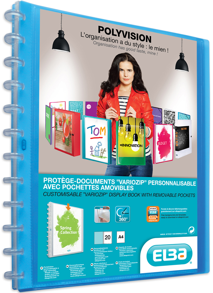 61560276589342db90257 ELBA Sichtbuch Vario-Zipp POLYVISION, Farbe: blau