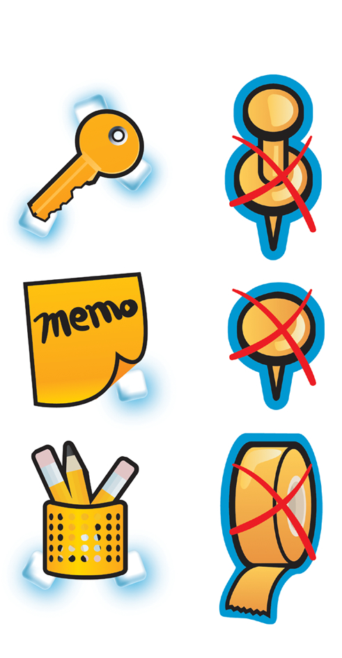 99101_Anwendung-alle Läufer Klebepads Posterfix, wieder ablösbar, weiß