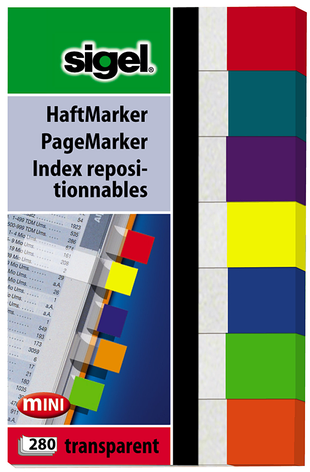 KHN677 sigel Haftmarker Transparent mini, 50 x 12 mm, 280 Blatt