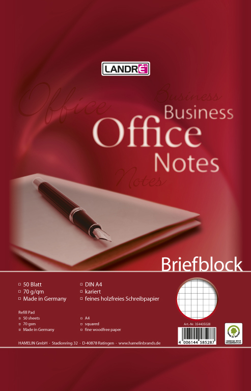 100050243 LANDRÉ Briefblock ´Business Office Notes´, DIN A4, kariert