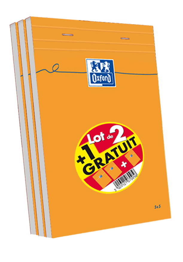 5401796 Oxford Notizblock, DIN A5, kariert, 80 Blatt, 2 + GRATIS 1