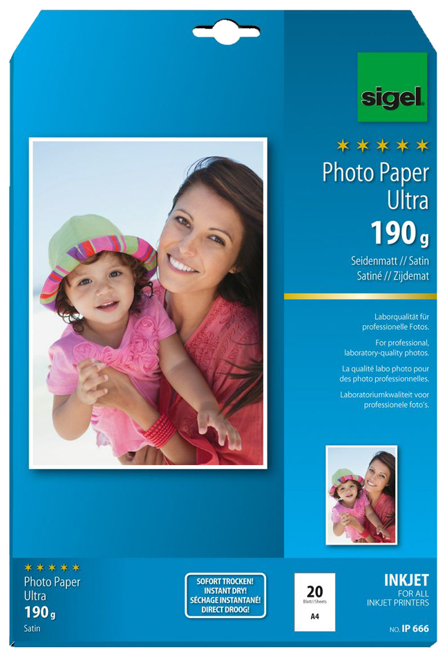 IP666-PK-VS58936c5a6bfa2 sigel Ultra-Foto-Papier, DIN A4, seidenmatt, 190 g/qm